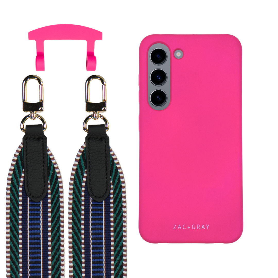 Samsung S23 HOT PINK CASE + PATTERNED STRAP