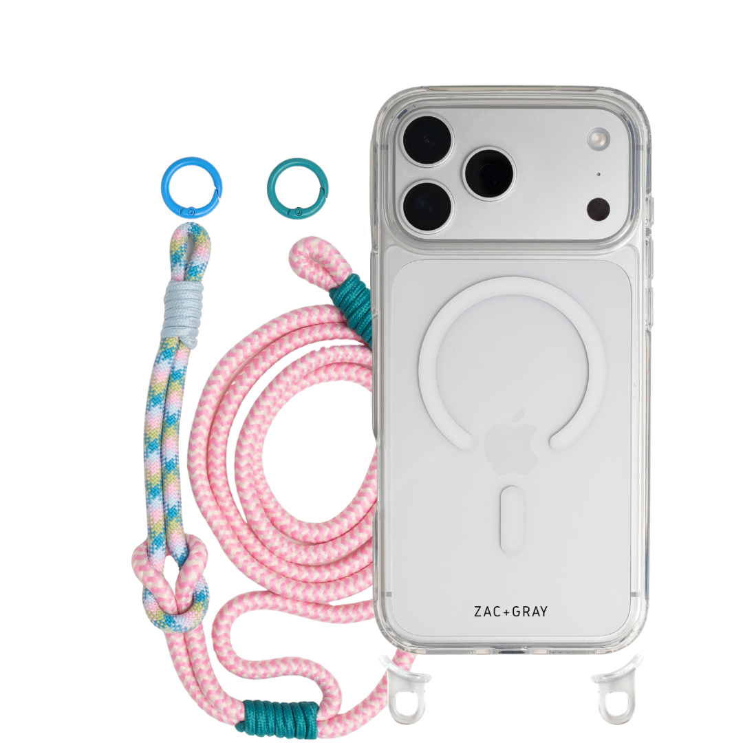 iPhone 17 CRYSTAL CLEAR TRANSPARENT CASE + KNOTTED CORD
