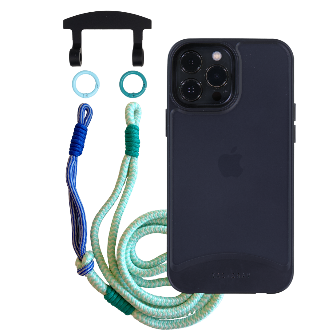 iPhone 12 Pro Max MIDNIGHT BLACK FROSTED CASE + KNOTTED CORD