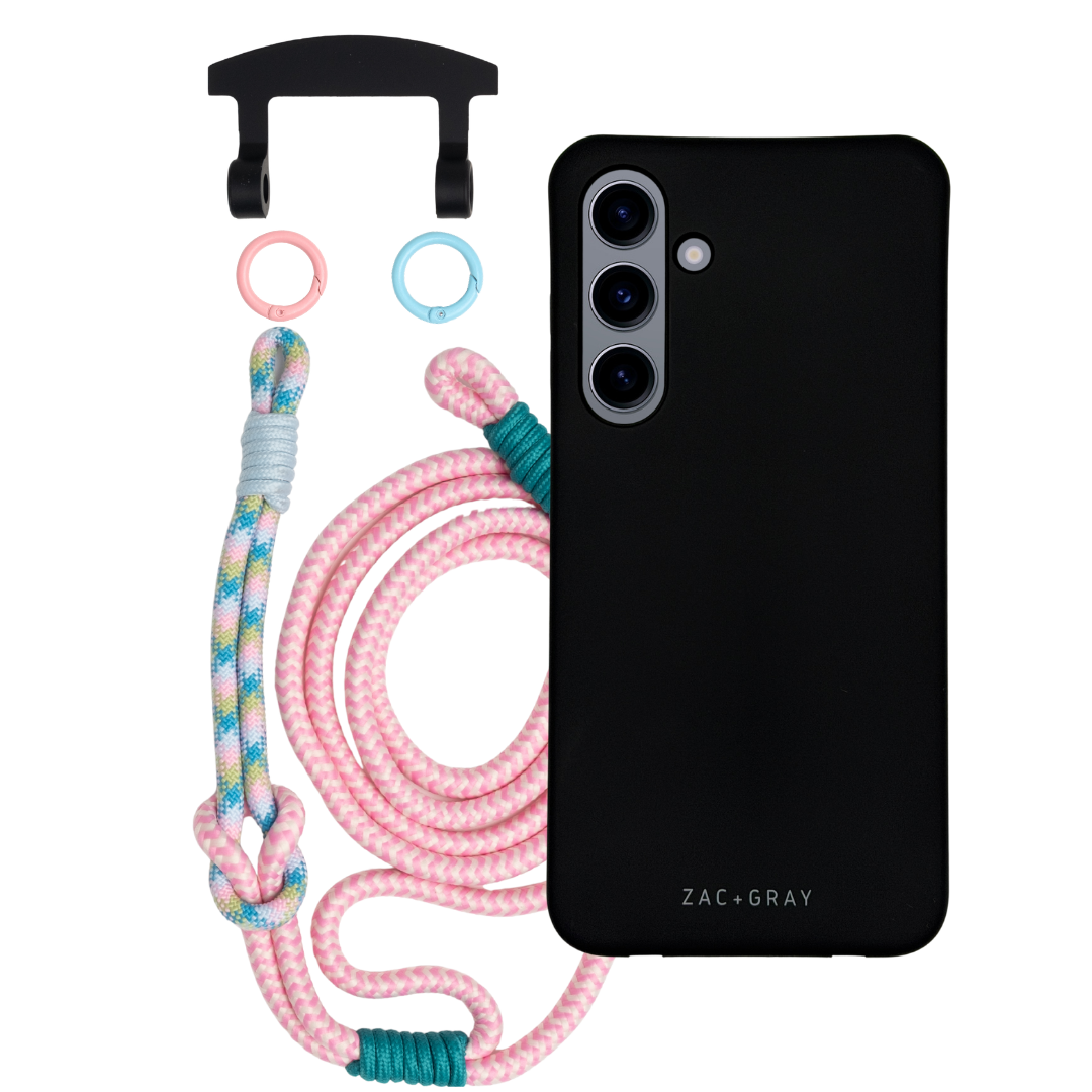Samsung S24 MIDNIGHT BLACK CASE + KNOTTED CORD