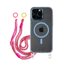 iPhone 16 Pro Max SKY BLUE TRANSPARENT CASE + KNOTTED CORD