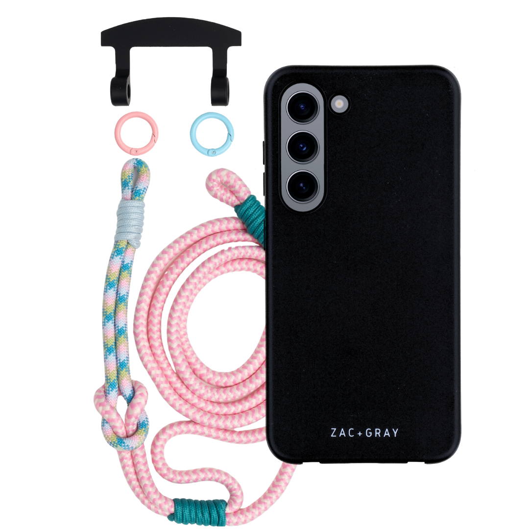 Samsung S23 MIDNIGHT BLACK CASE + KNOTTED CORD