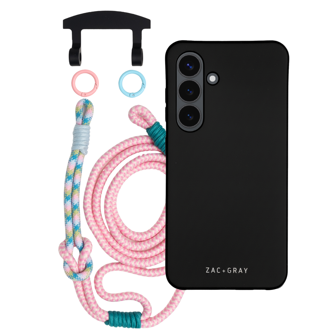 Samsung S23 Plus MIDNIGHT BLACK CASE + KNOTTED CORD