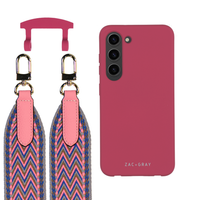 Samsung S23 Plus RASPBERRY RED CASE + PATTERNED STRAP