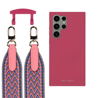 Samsung S25 Ultra RASPBERRY RED CASE + PATTERNED STRAP