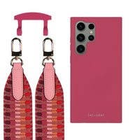 Samsung S25 Ultra RASPBERRY RED CASE + PATTERNED STRAP