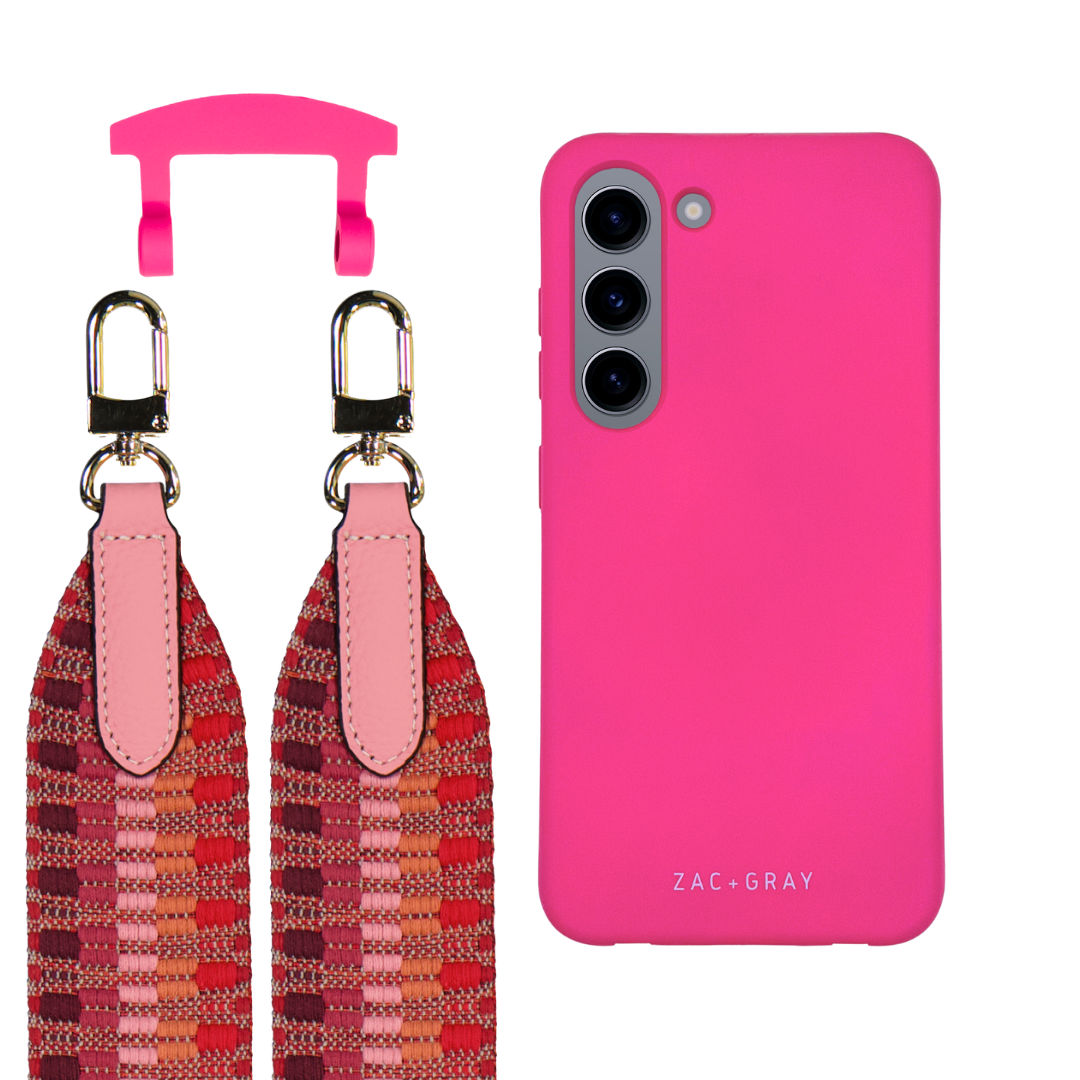 Samsung S23 HOT PINK CASE + PATTERNED STRAP