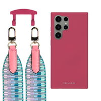 Samsung S25 Ultra RASPBERRY RED CASE + PATTERNED STRAP