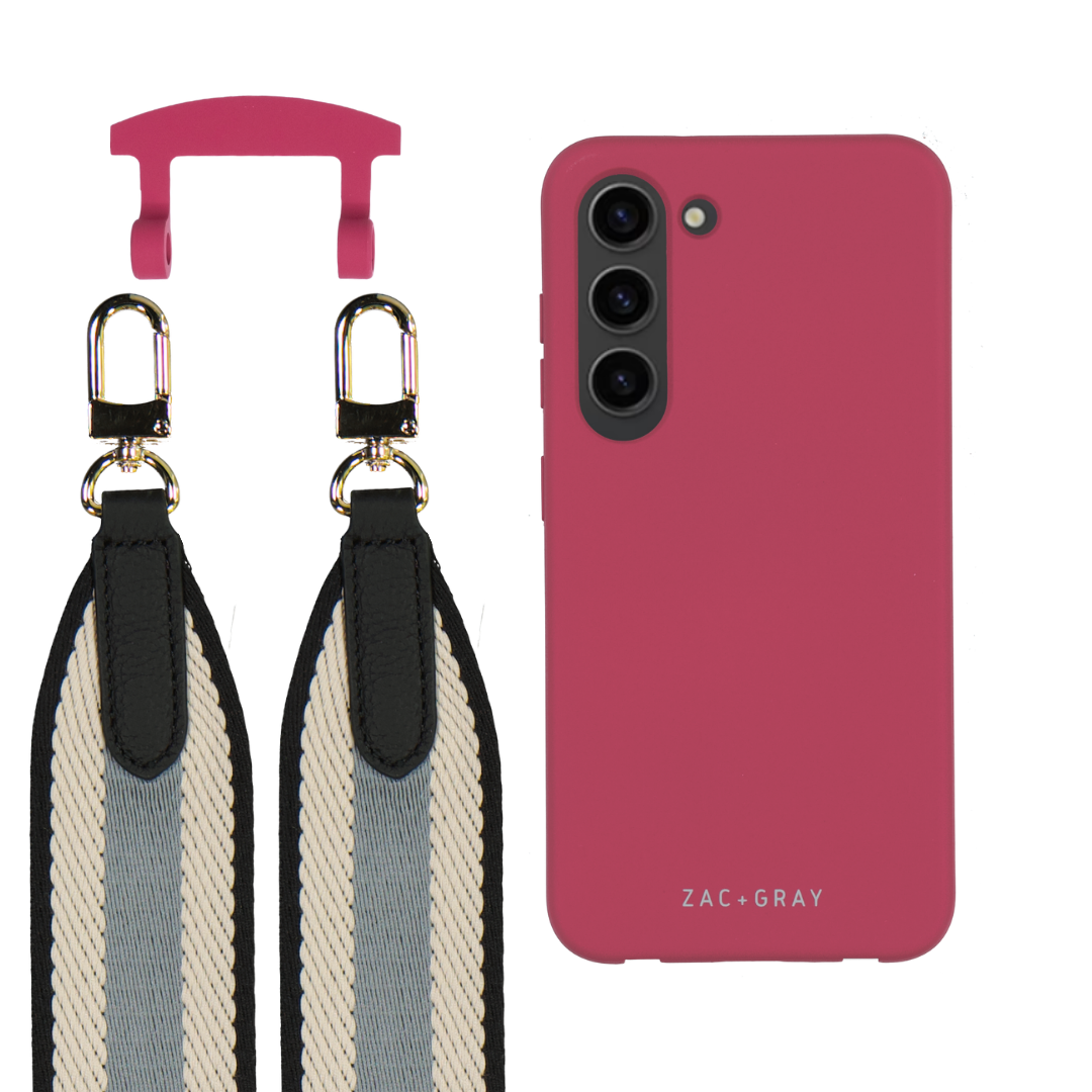 Samsung S23 Plus RASPBERRY RED CASE + PATTERNED STRAP