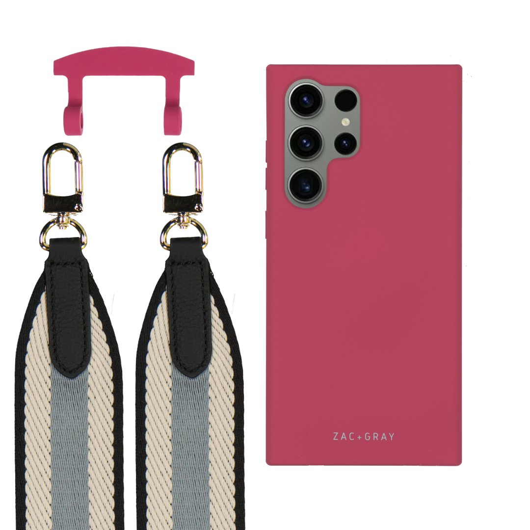 Samsung S25 Ultra RASPBERRY RED CASE + PATTERNED STRAP