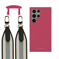 Samsung S25 Ultra RASPBERRY RED CASE + PATTERNED STRAP