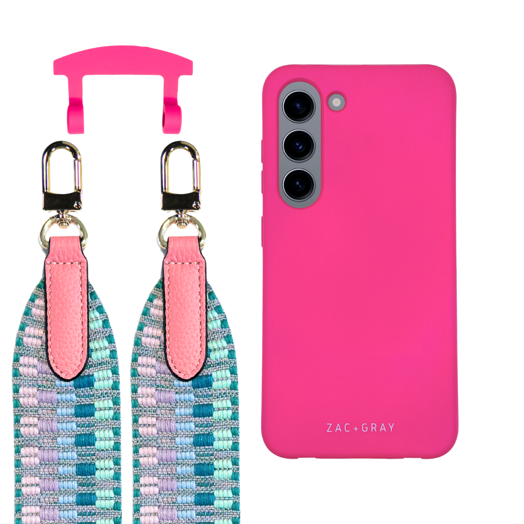 Samsung S23 HOT PINK CASE + PATTERNED STRAP