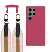 Samsung S25 Ultra RASPBERRY RED CASE + PATTERNED STRAP