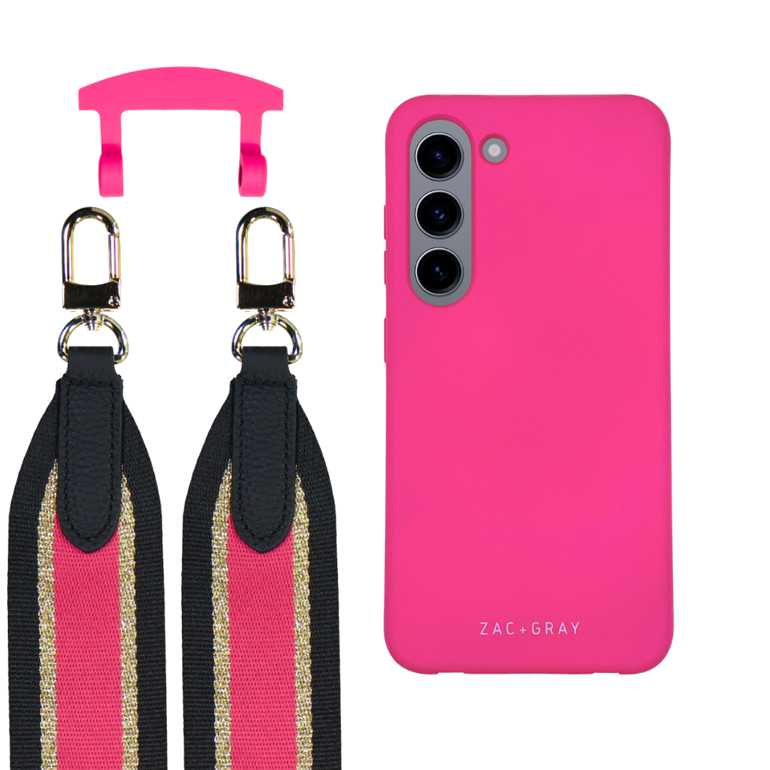 Samsung S23 HOT PINK CASE + PATTERNED STRAP
