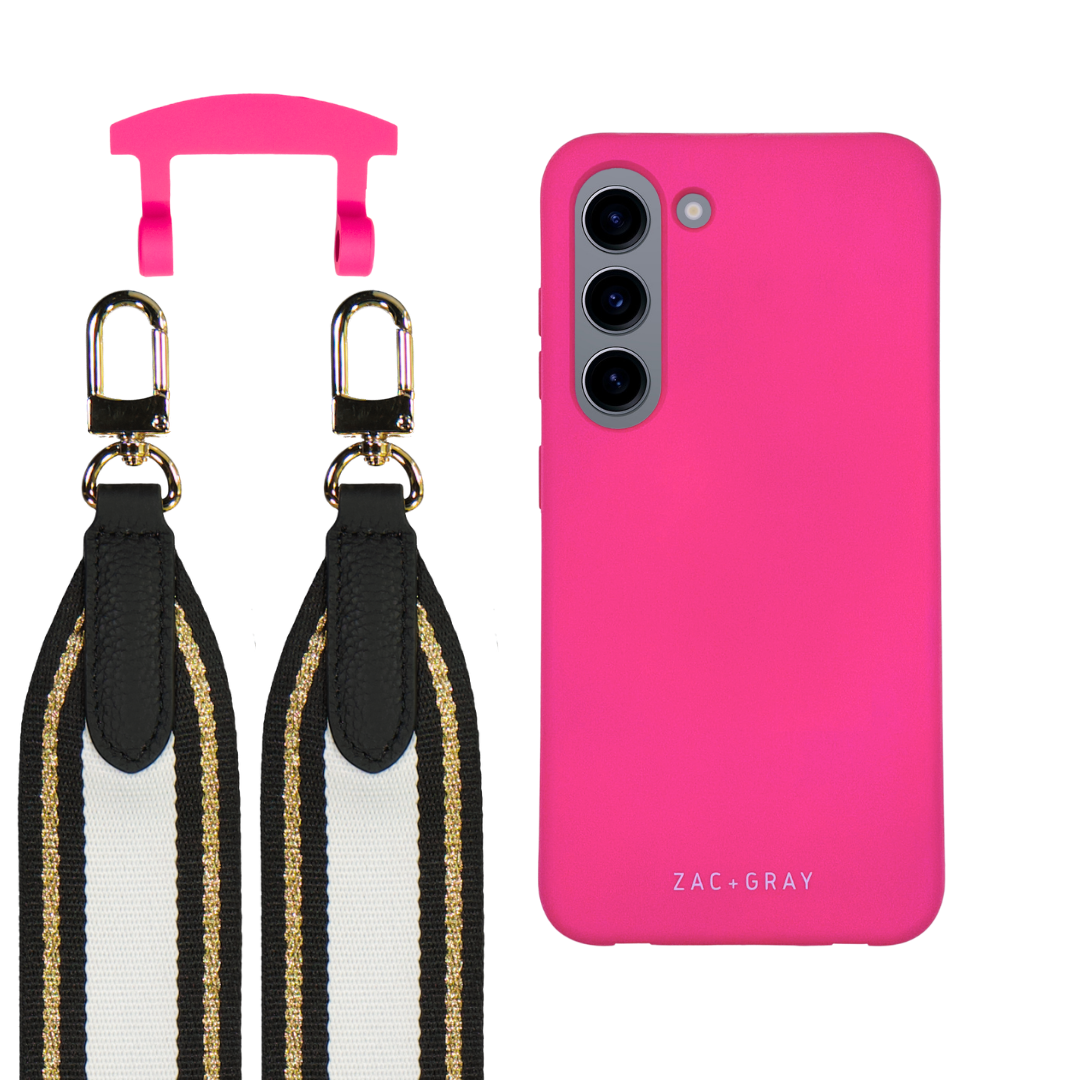 Samsung S23 HOT PINK CASE + PATTERNED STRAP
