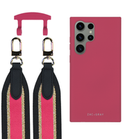 Samsung S25 Ultra RASPBERRY RED CASE + PATTERNED STRAP
