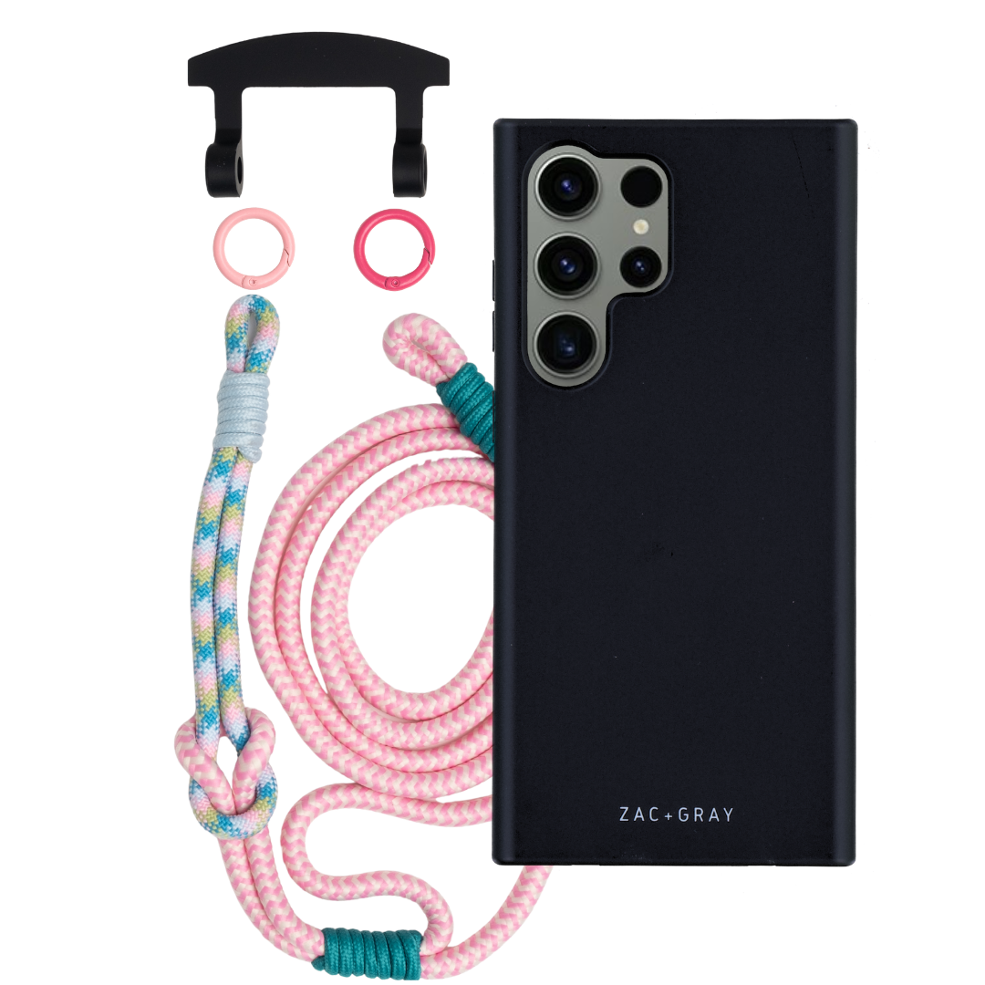 Samsung S25 Ultra MIDNIGHT BLACK CASE + KNOTTED CORD