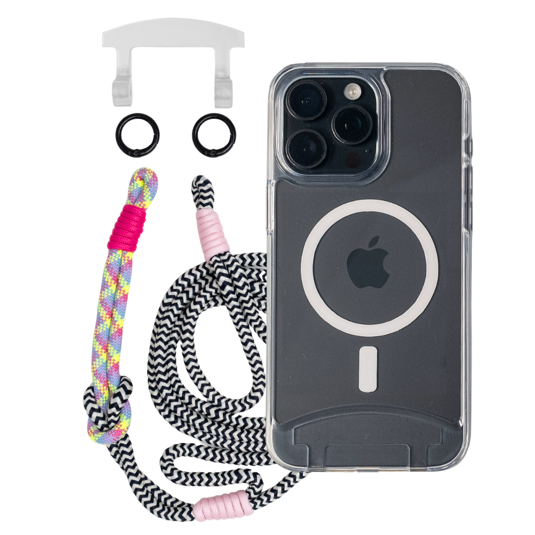 iPhone 16 Plus TRANSPARENT CASE + KNOTTED CORD