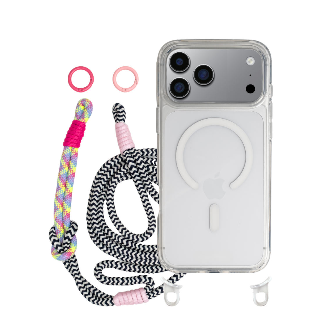 iPhone 17 Pro CRYSTAL CLEAR TRANSPARENT CASE + KNOTTED CORD