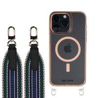 iPhone 16 Plus POWDER PINK TRANSPARENT CASE + PATTERNED STRAP