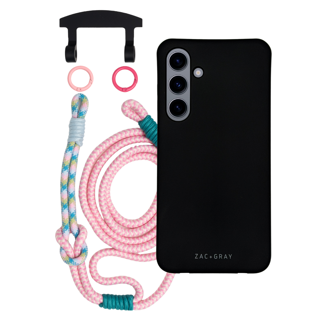 Samsung S24 MIDNIGHT BLACK CASE + KNOTTED CORD