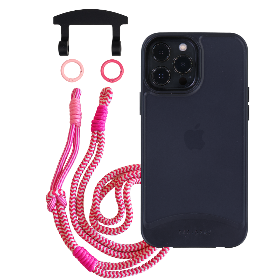 iPhone 12 Pro Max MIDNIGHT BLACK FROSTED CASE + KNOTTED CORD