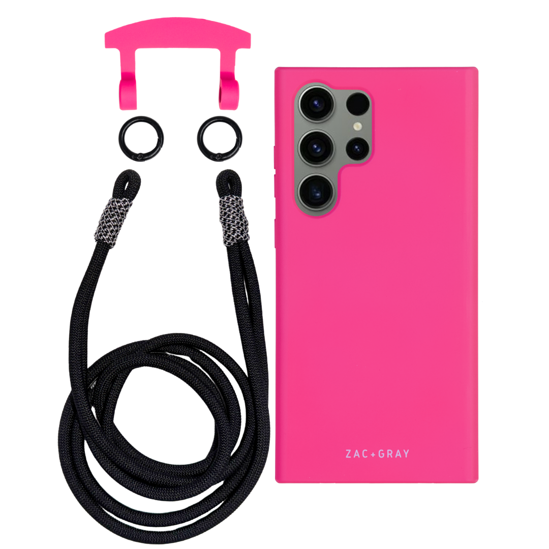 Samsung S23 Ultra HOT PINK CASE + KNOTTED CORD