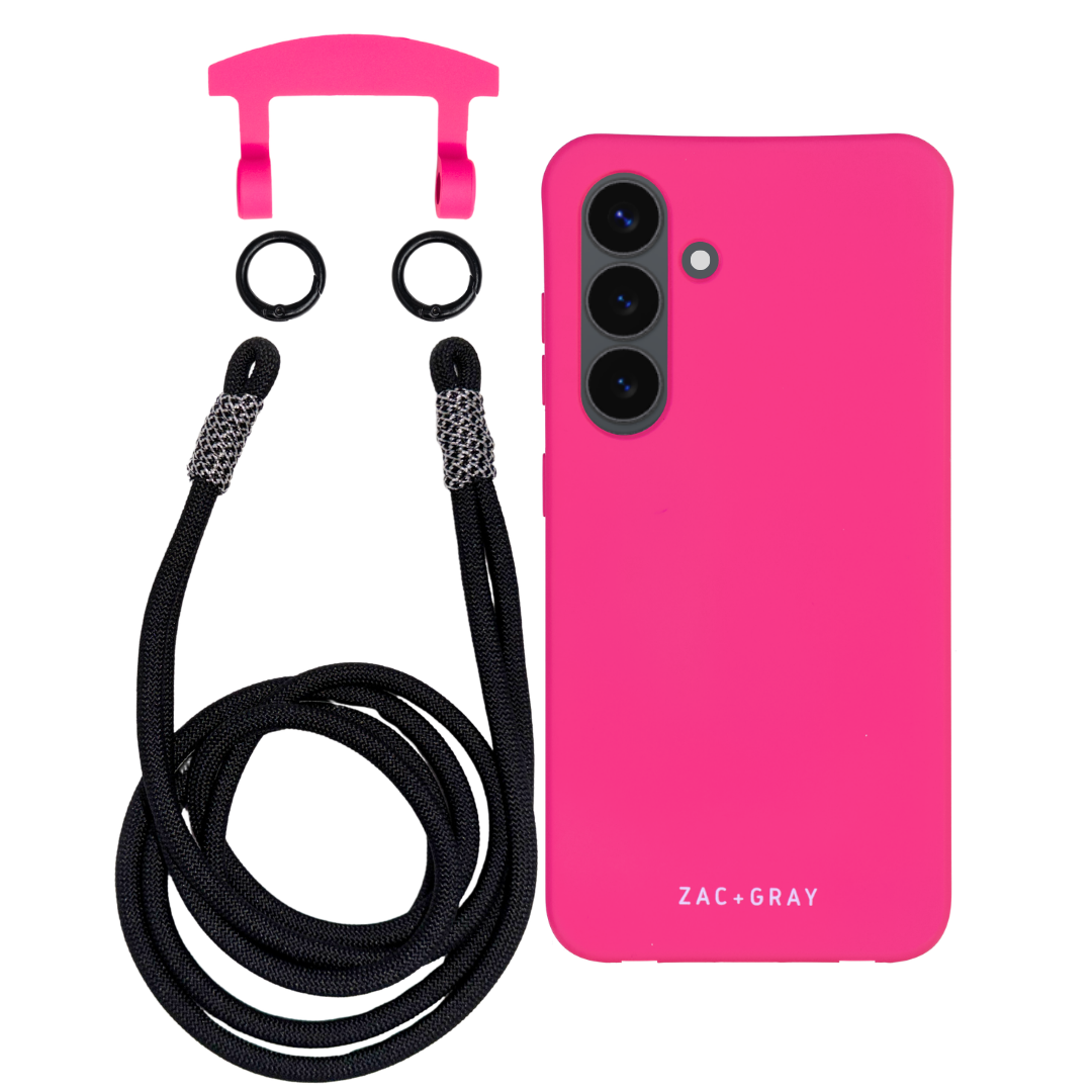 Samsung S23 Plus HOT PINK CASE + KNOTTED CORD