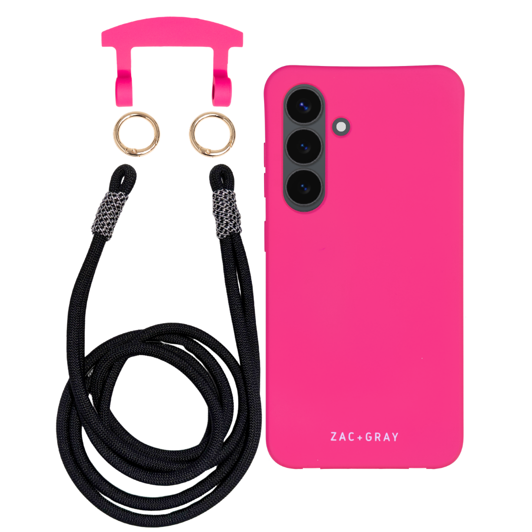 Samsung S23 Plus HOT PINK CASE + KNOTTED CORD