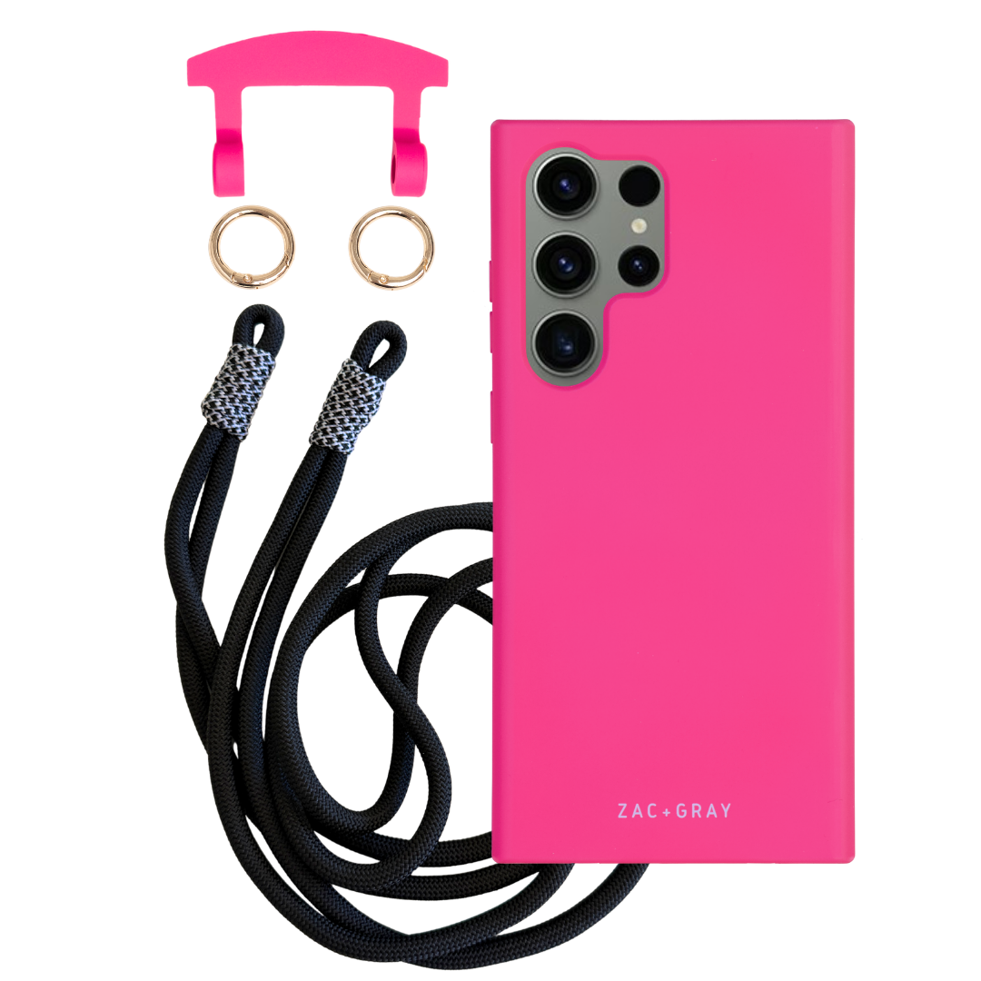 Samsung S25 Ultra HOT PINK CASE + KNOTTED CORD