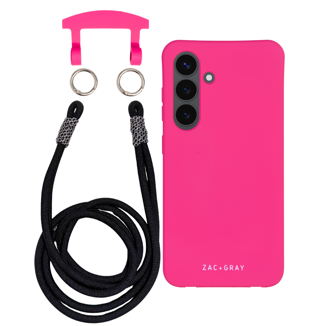 Samsung S23 Plus HOT PINK CASE + KNOTTED CORD
