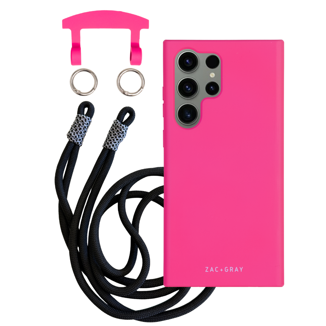 Samsung S25 Ultra HOT PINK CASE + KNOTTED CORD