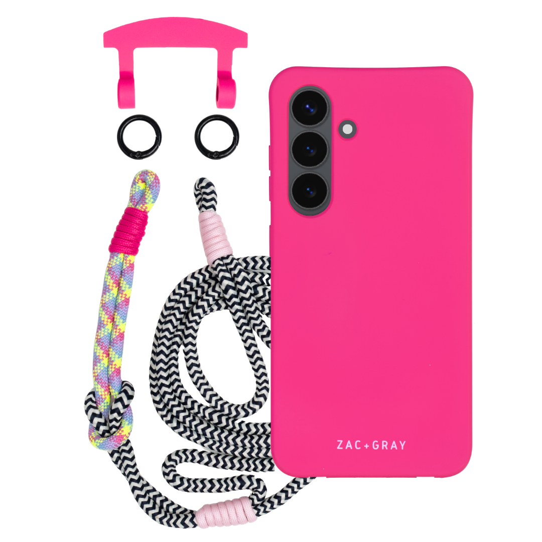 Samsung S24 Plus HOT PINK CASE + KNOTTED CORD