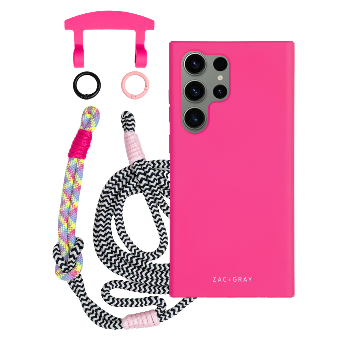 Samsung S25 Ultra HOT PINK CASE + KNOTTED CORD