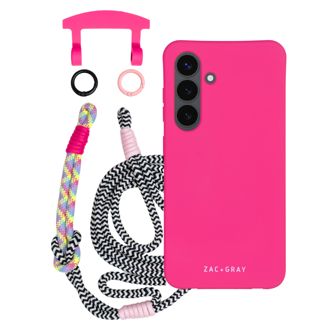 Samsung S24 Plus HOT PINK CASE + KNOTTED CORD