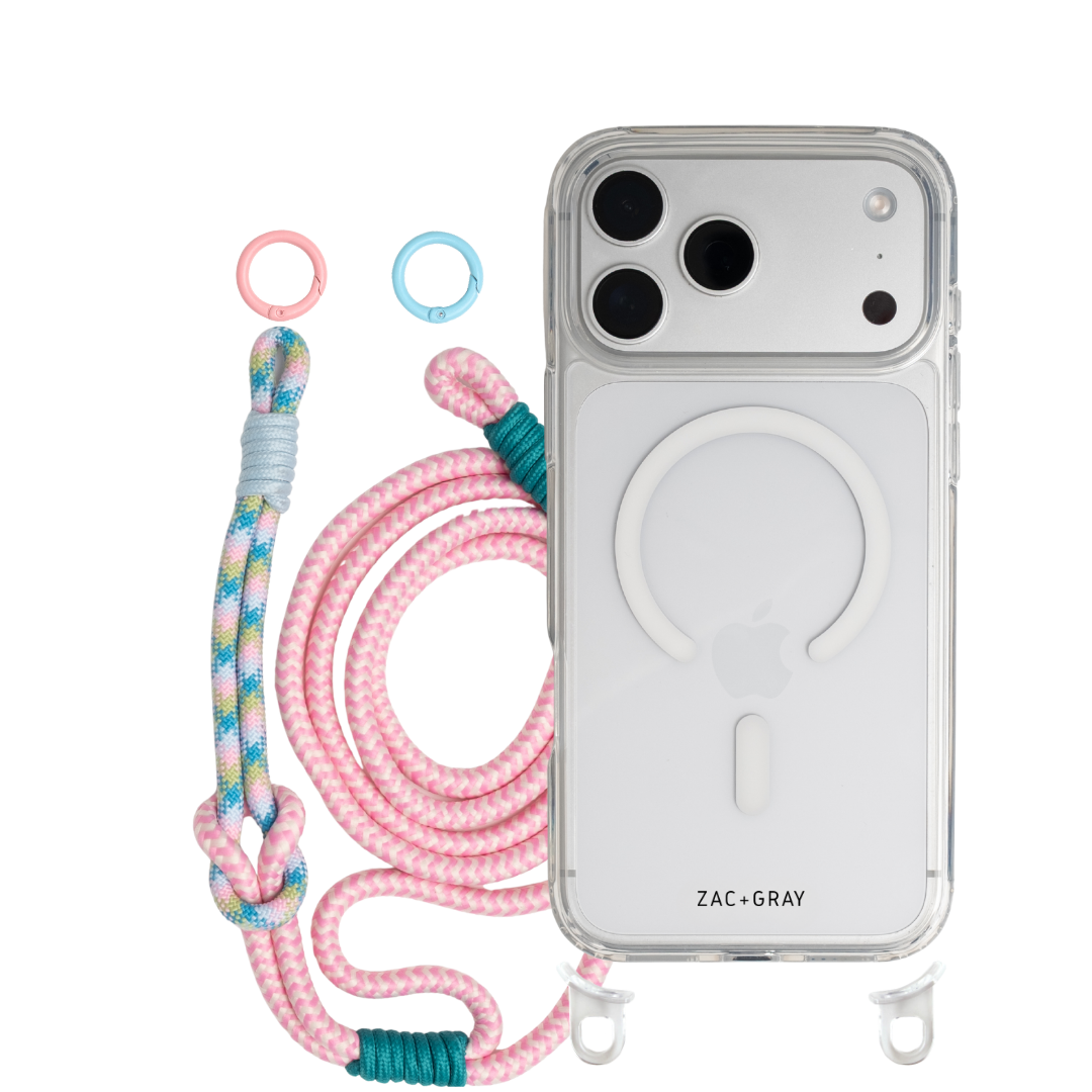 iPhone 17 CRYSTAL CLEAR TRANSPARENT CASE + KNOTTED CORD