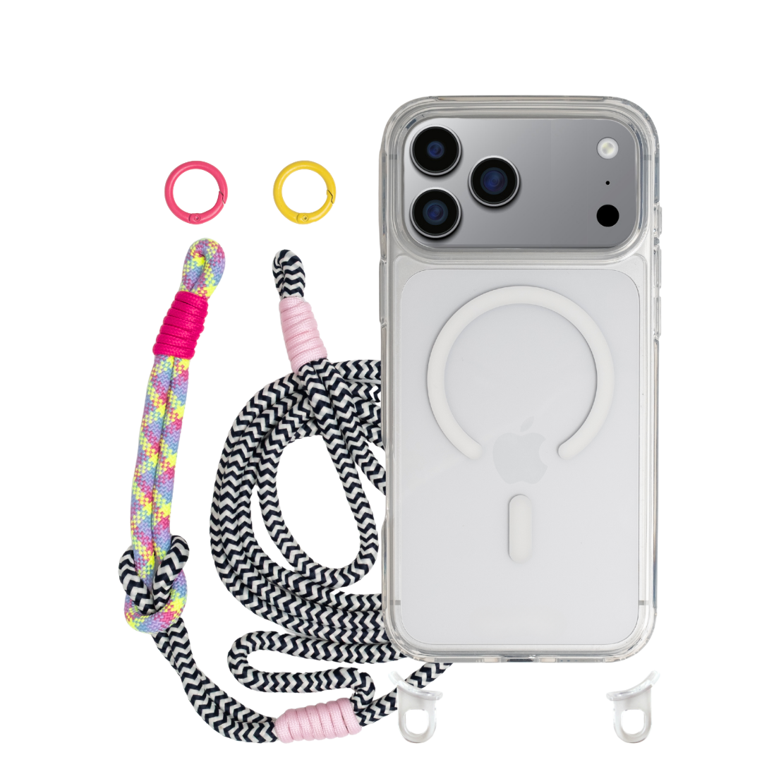 iPhone 17 Pro CRYSTAL CLEAR TRANSPARENT CASE + KNOTTED CORD