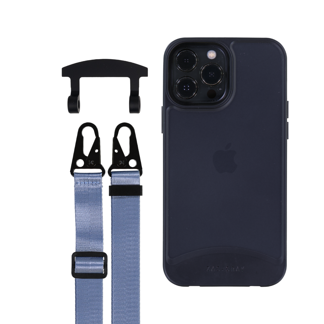 iPhone 12 Pro Max FROSTED MIDNIGHT BLACK CASE + STRAP