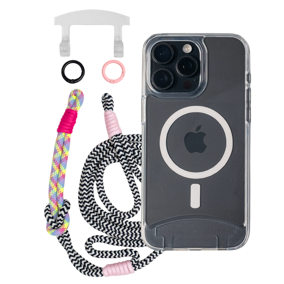 iPhone 16 Plus TRANSPARENT CASE + KNOTTED CORD