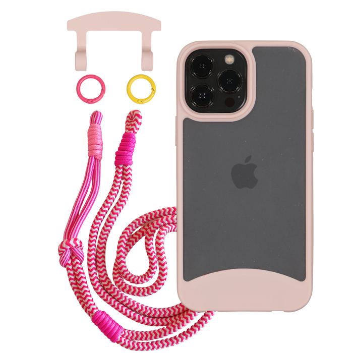iPhone 12 and 12 Pro FROSTED ROSÉ PINK CASE + KNOTTED CORD