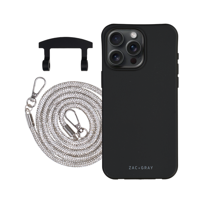 iPhone 17 Pro Max MIDNIGHT BLACK CASE + CRYSTAL CORD