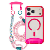 HOT PINK TRANSPARENT CASE + KNOTTED CORD