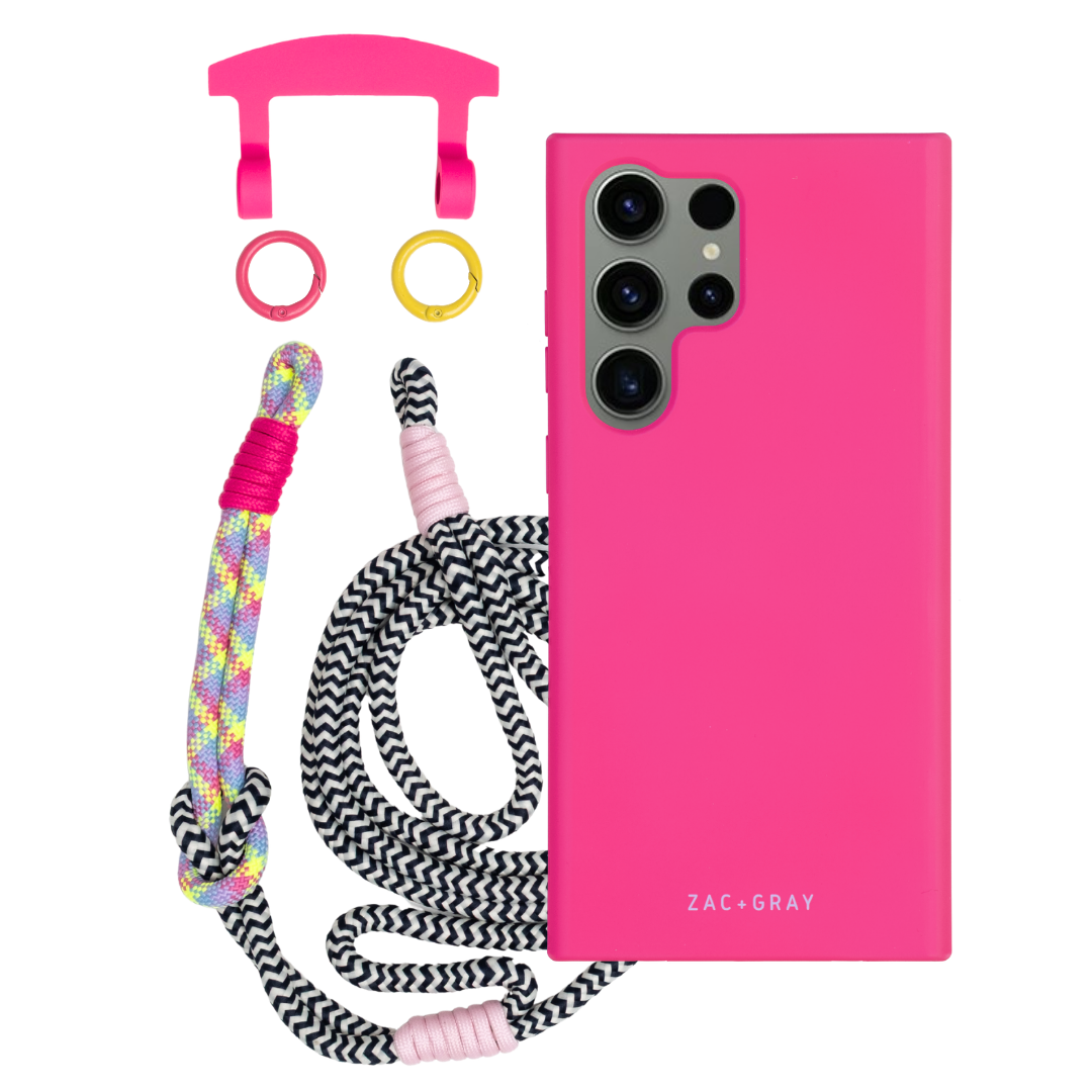 Samsung S25 Ultra HOT PINK CASE + KNOTTED CORD