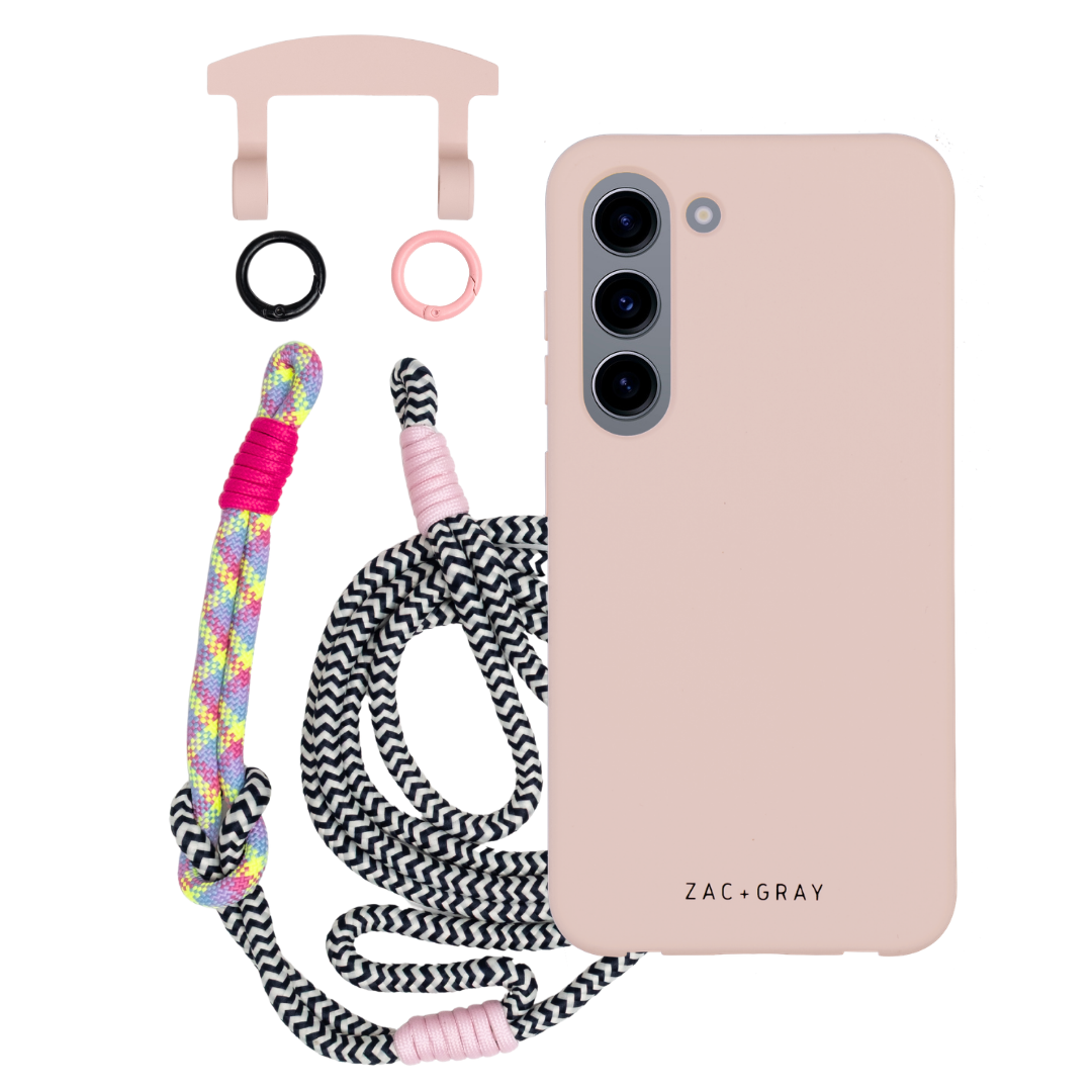 Samsung S23 ROSÉ PINK CASE + KNOTTED CORD