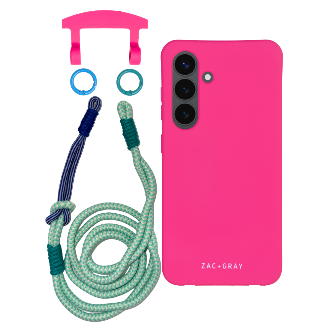Samsung S23 Plus HOT PINK CASE + KNOTTED CORD