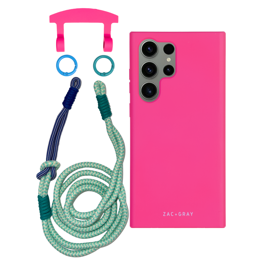 Samsung S23 Ultra HOT PINK CASE + KNOTTED CORD