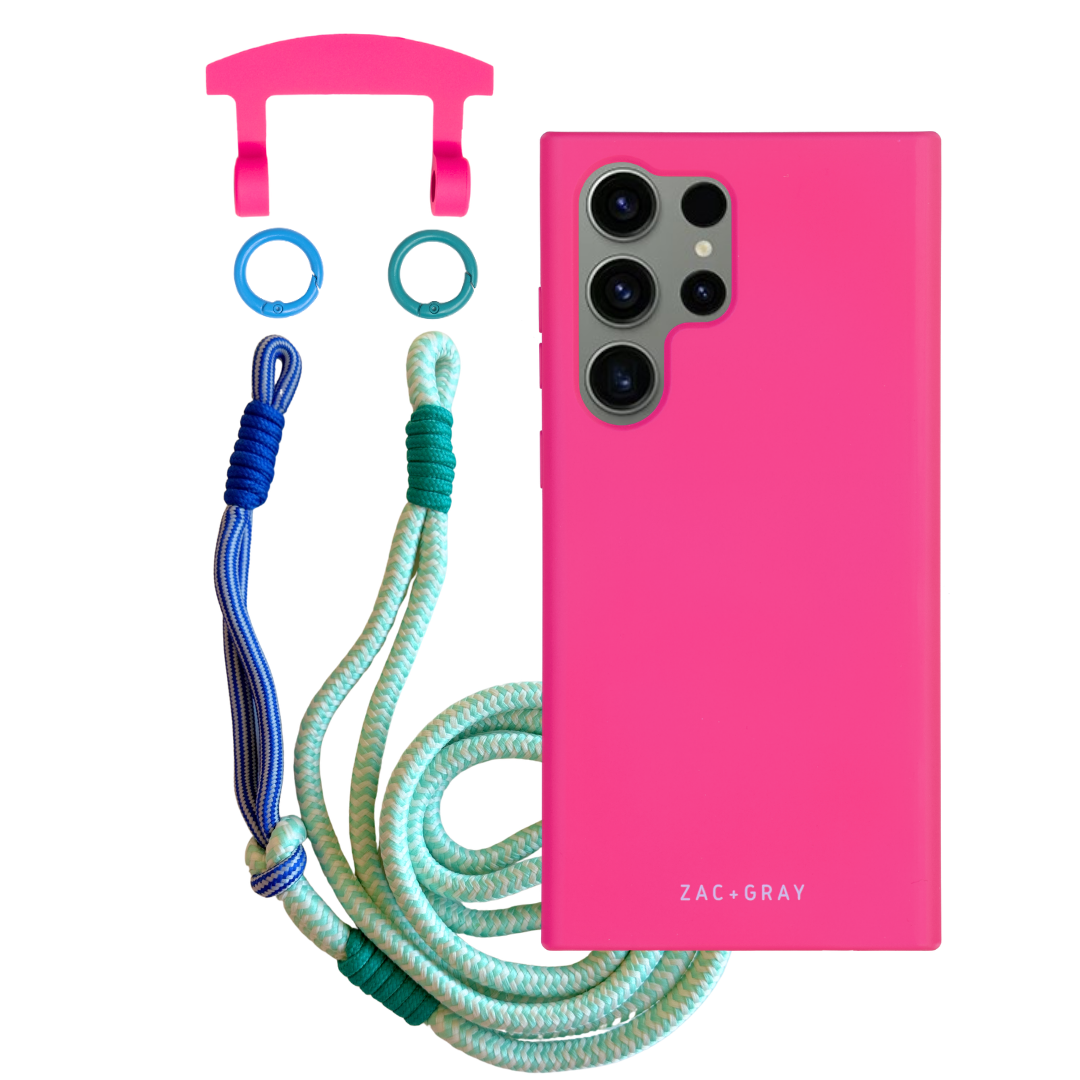 Samsung S25 Ultra HOT PINK CASE + KNOTTED CORD