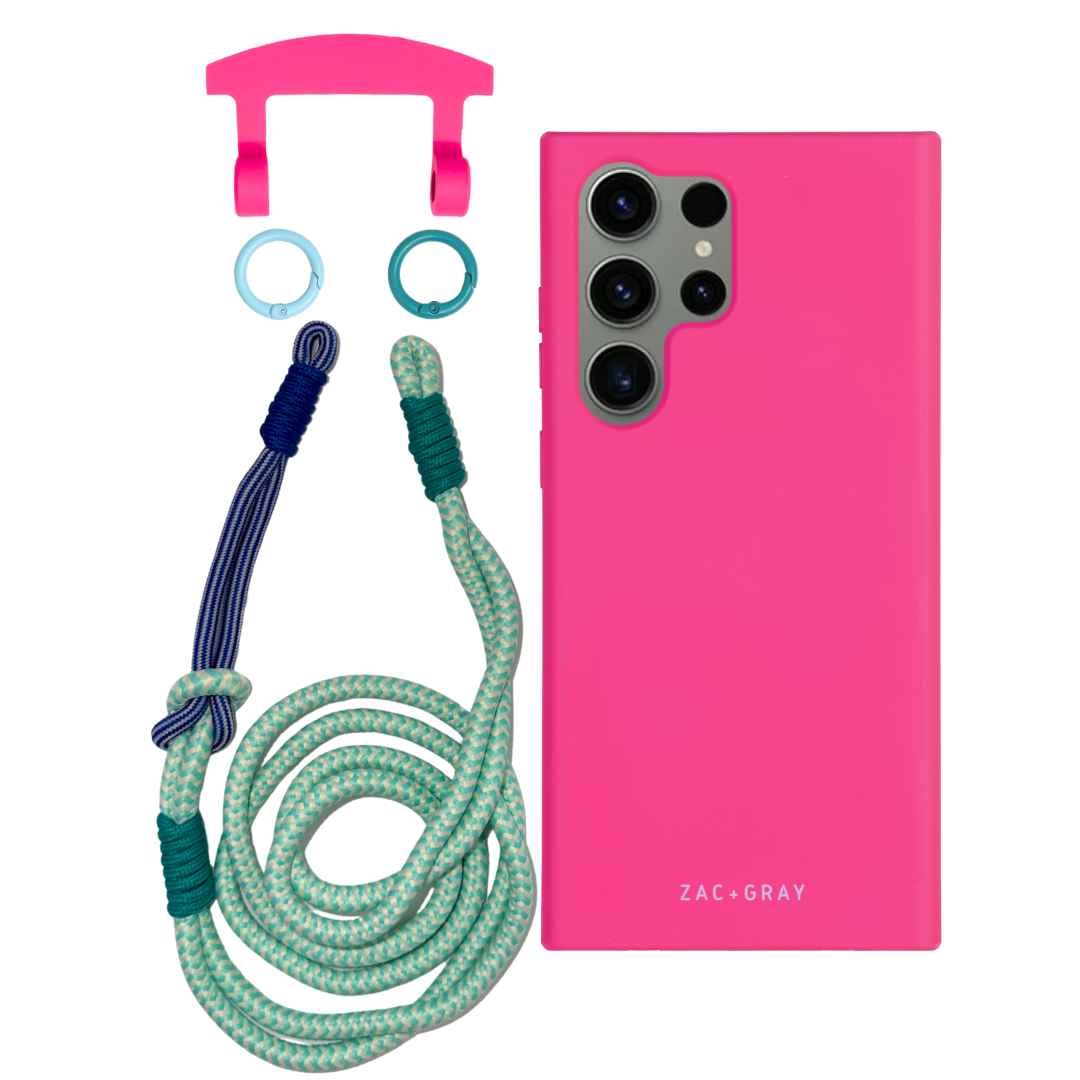 Samsung S23 Ultra HOT PINK CASE + KNOTTED CORD