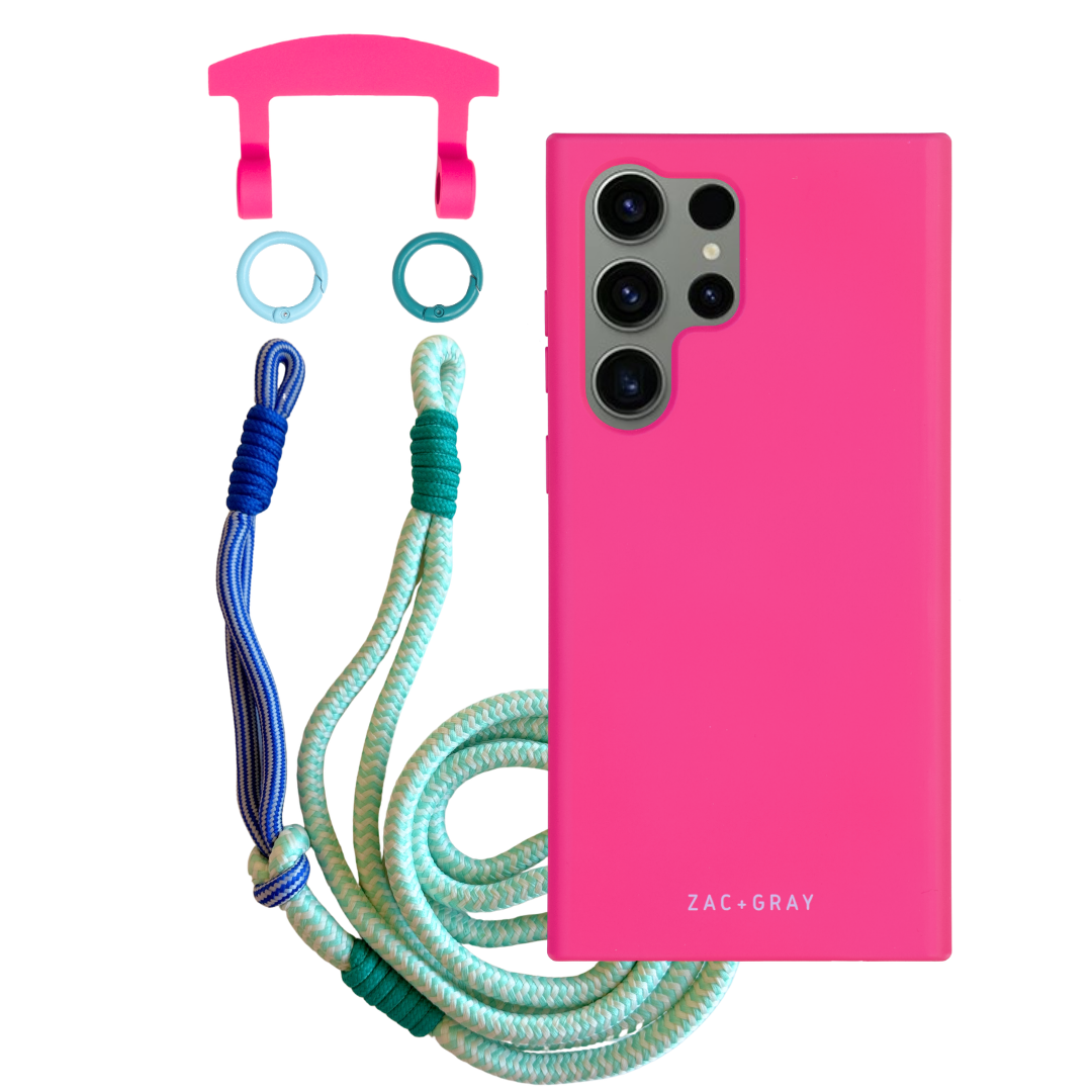 Samsung S25 Ultra HOT PINK CASE + KNOTTED CORD