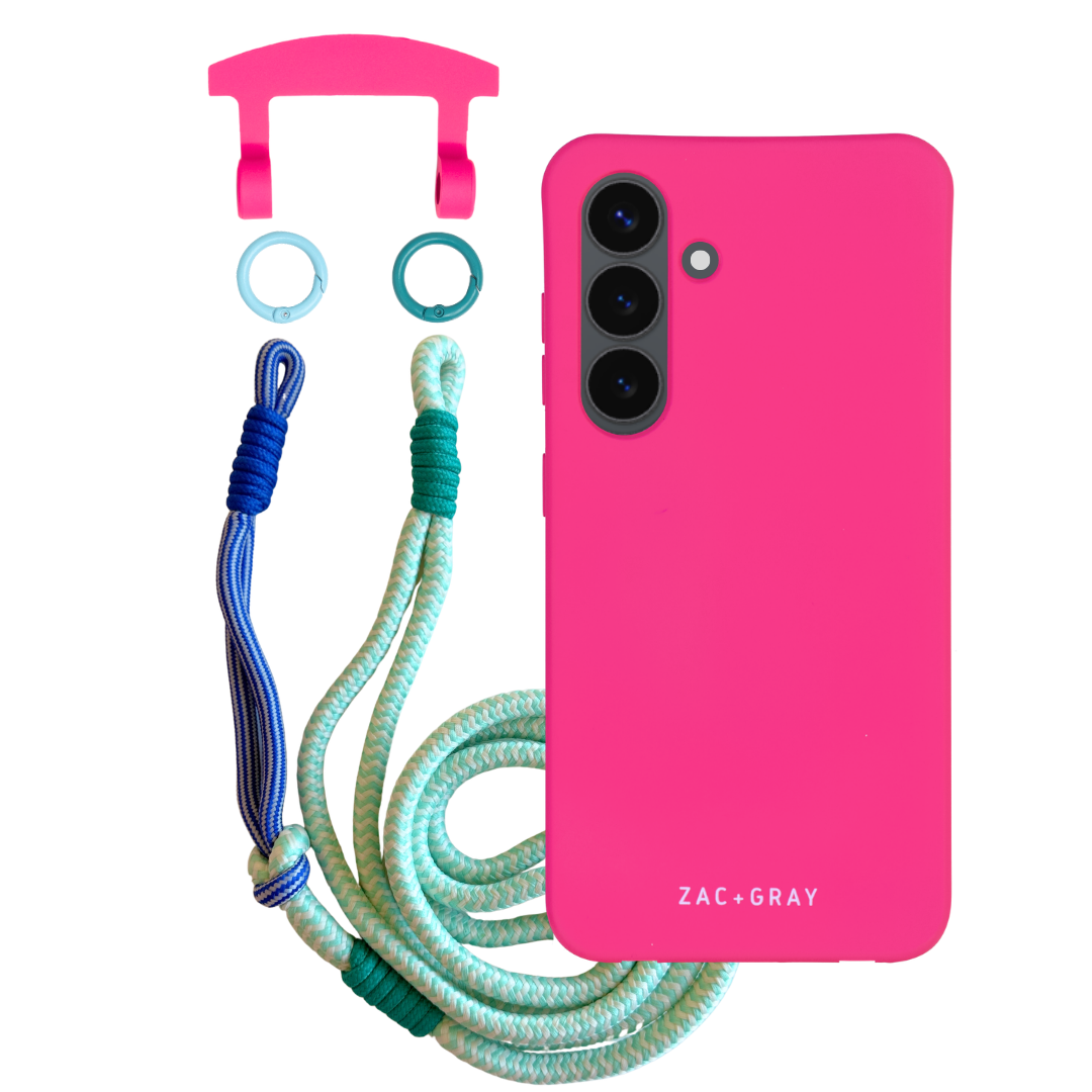 Samsung S24 Plus HOT PINK CASE + KNOTTED CORD